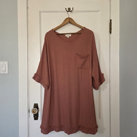 Umgee USA Linen Blend A-Line Dress – Size 2XL – Rose Clay - Picture 1 of 7